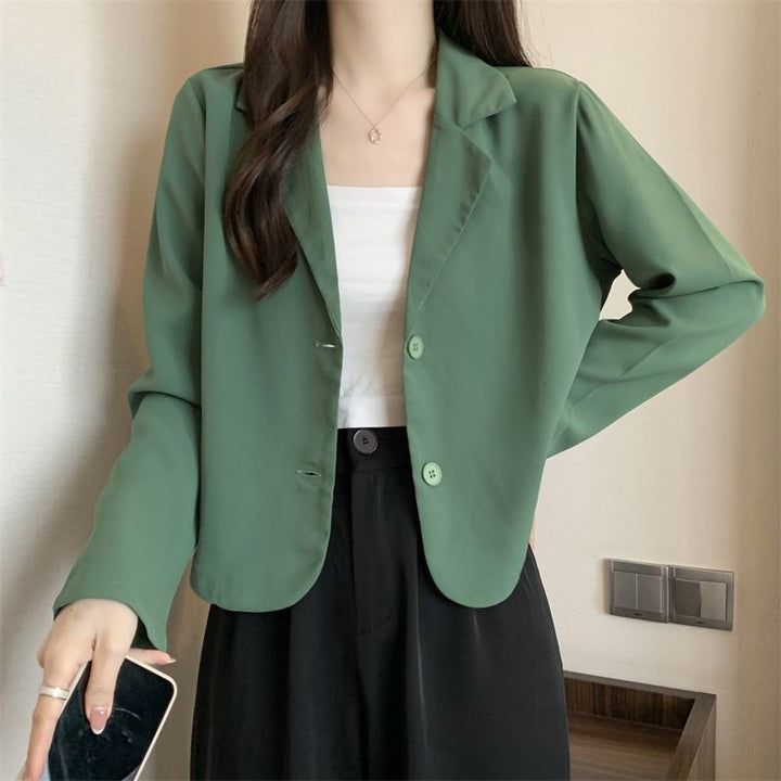 Damen modische Kurzjacke mit eleganter Knopf-Ausschnitt Drune
