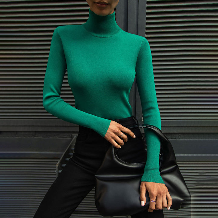 Damen Modischer Rollkragenpullover aus weicher Baumwolle Drune