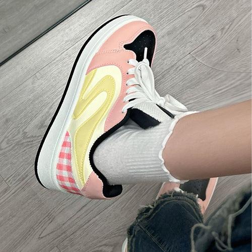 Damen Sneakers mit modischen Karodetails und atmungsaktiver Laufsohle Drune