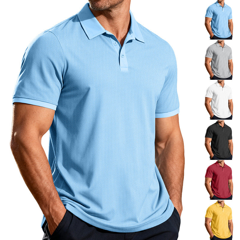 Herren nan strukturiertes Piqué-Kurzarm-Poloshirt mit Hemdkragen Drune