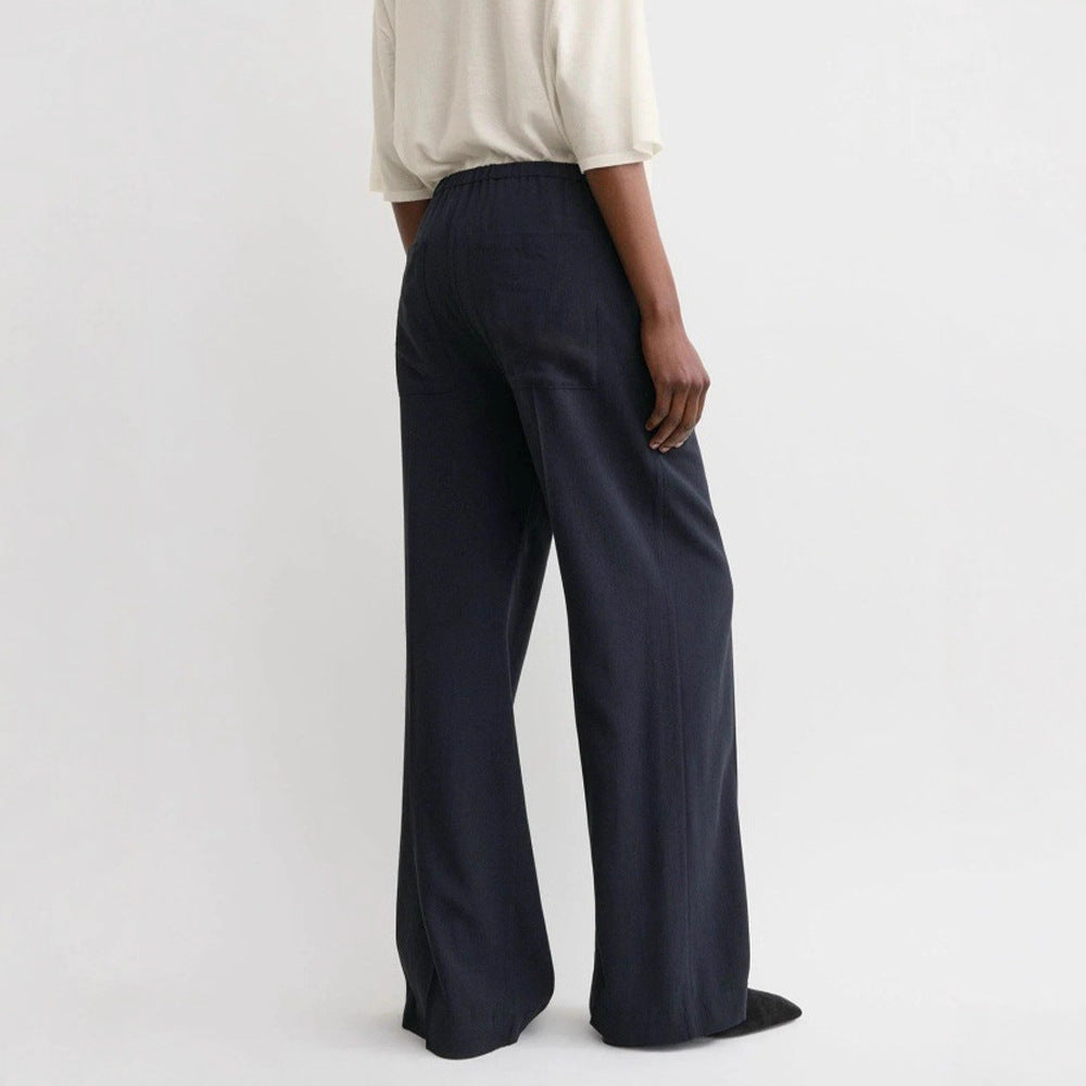 Damen Weit geschnittene Chiffon-Hose mit elastischem Bund Drune