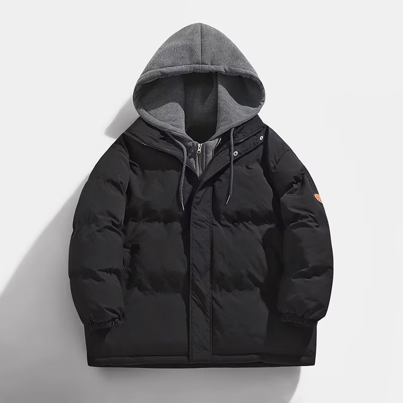 Herren Gepolsterte Winter-Steppjacke mit zweilagiger Kapuze und elastischen Bündchen Drune