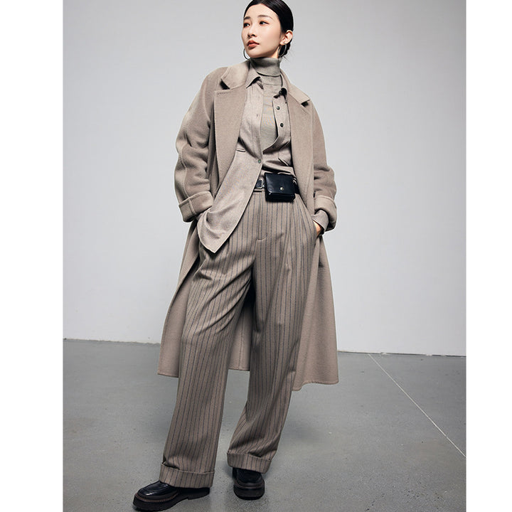 Damen Oversize Wollmantel im Clean‑Cut‑Design mit Reverskragen und verdeckter Knopfleiste Drune