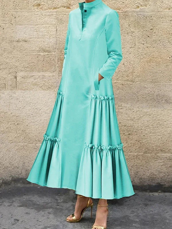 Damen Elegantes Maxikleid mit Rüschensaum Drune