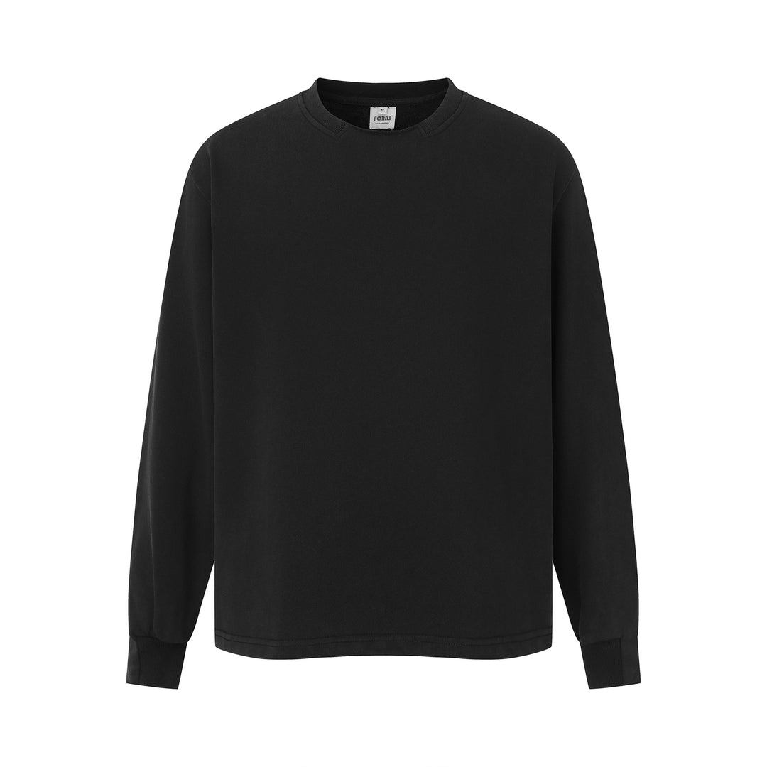 Unisex Minimalistisches Heavyweight Rundhals-Sweatshirt mit verstärktem Kragen und verlängertem Rückensaum Drune