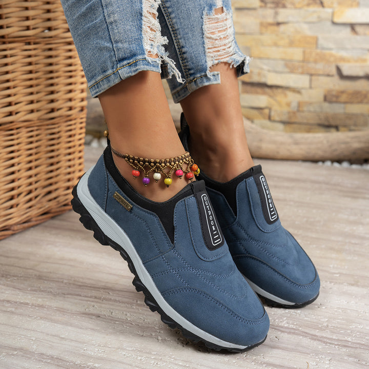 Damen  robuste Slip-On Outdoor-Sneaker mit Wildlederoptik, elastischem Schaft und profilierter Traktorsohle Drune
