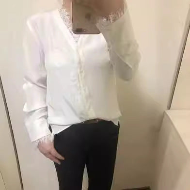 Damen Elegante Bluse mit Spitzenverzierung Drune