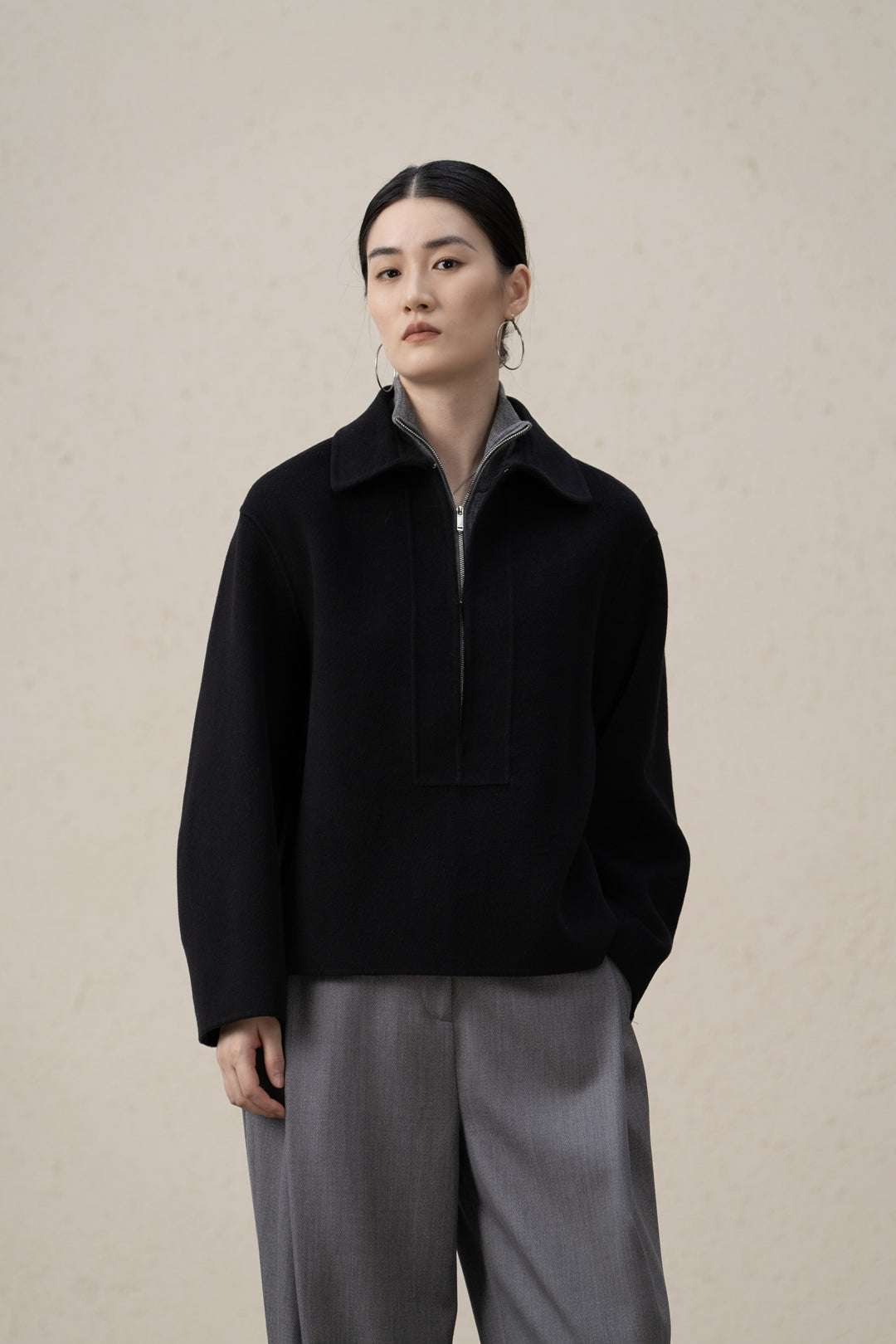 Damen Stylischer Halbzip Pullover Drune