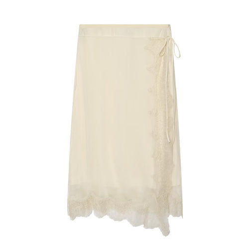 Damen Midi-Rock mit zarter Spitze und asymmetrischem Saum Drune
