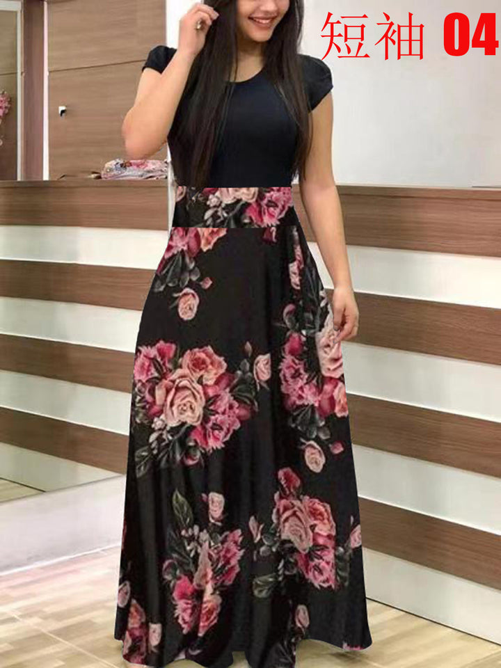Damen Fließender Maxirock mit hoher Taille und großem Blumenprint Drune