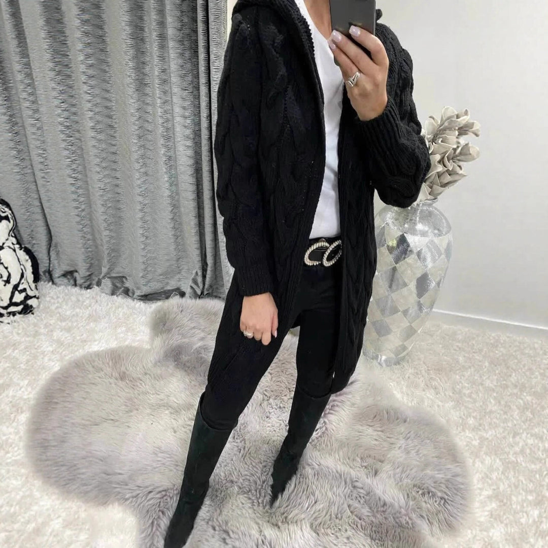 Damen Strickjacke mit modischem Zopfmuster Drune