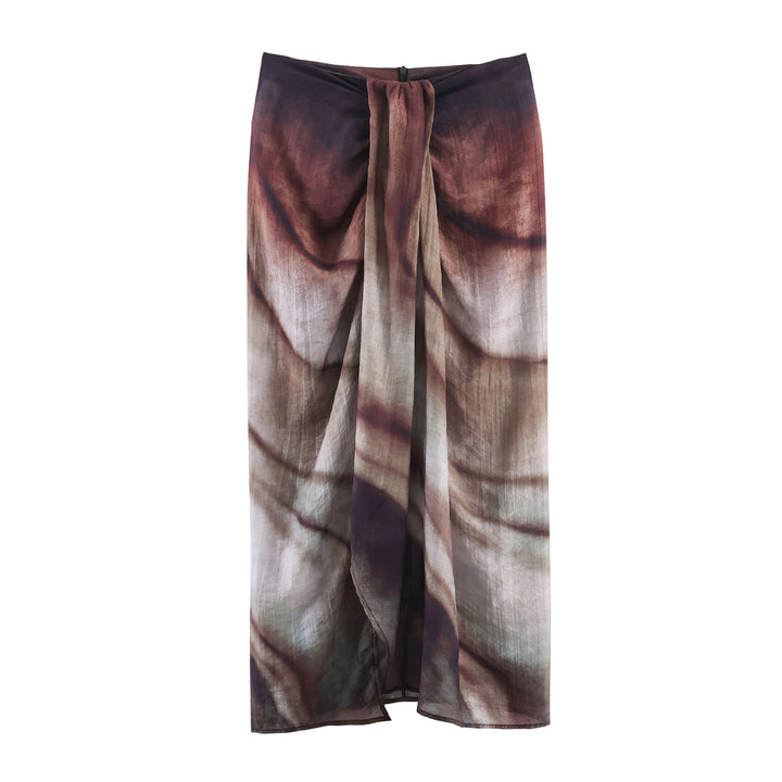 Damen nan fließender Maxirock mit Drapierung am Bund und floralem Aquarellprint Drune