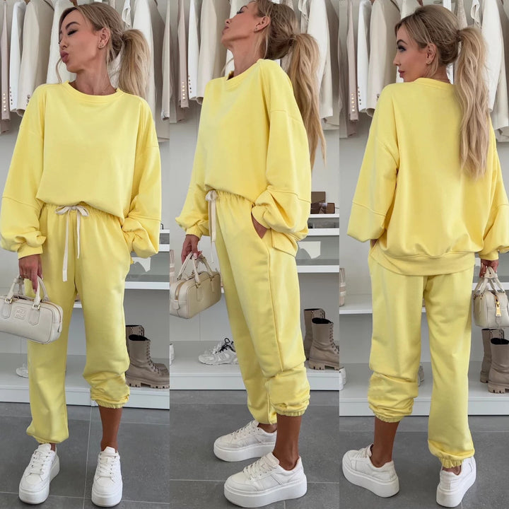 Damen bequeme Sweatshirt-Hosen-Kombination Drune
