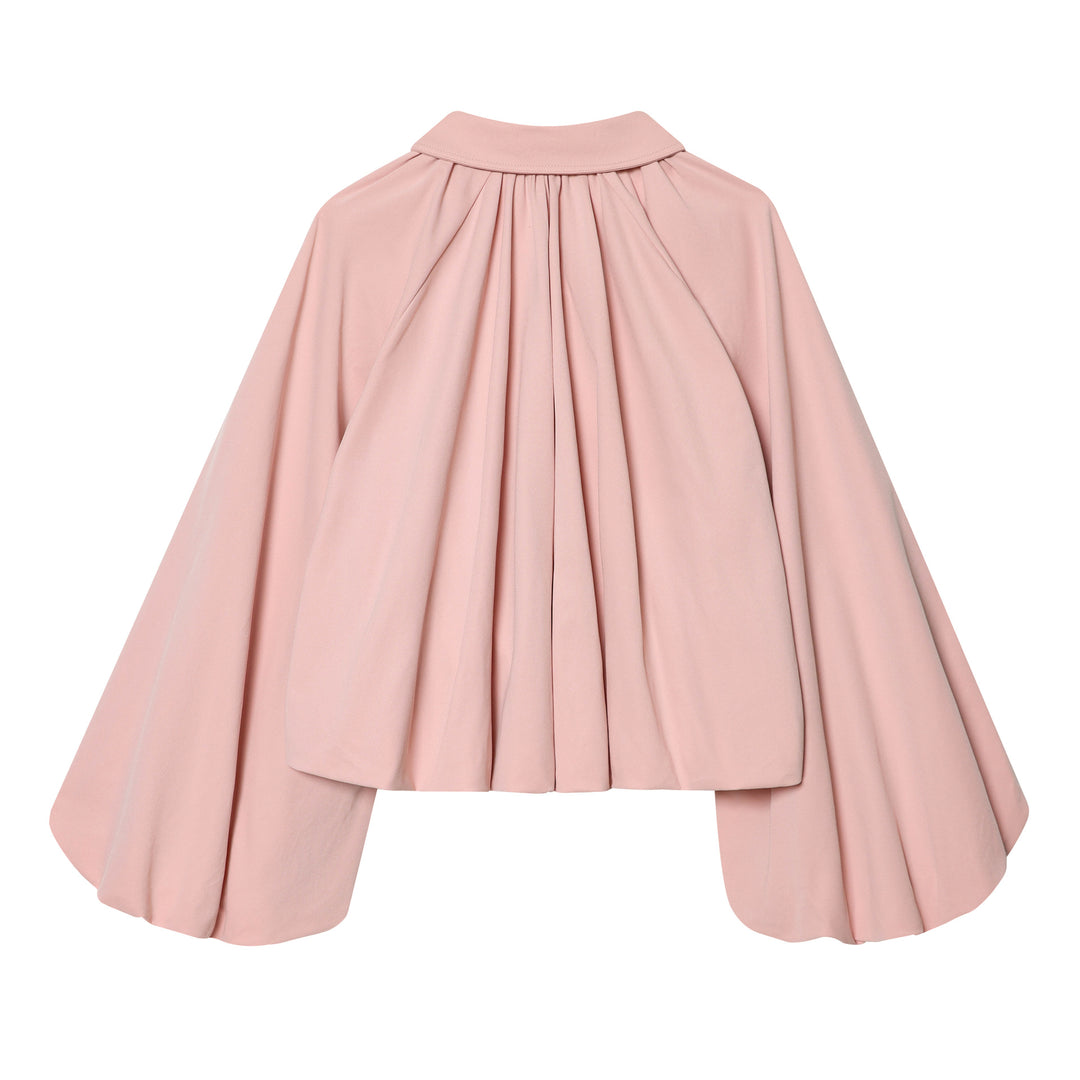 Damen nan weite Plissee Capejacke mit Umlegekragen Reißverschluss und elastischem Saum Drune
