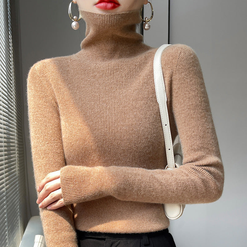 Damen Schmaler Rollkragenpullover aus Kaschmir‑Mix mit extralangem Ärmelabschluss Drune