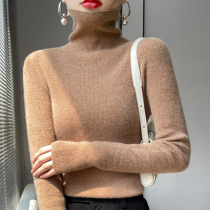 Damen Schmaler Rollkragenpullover aus Kaschmir‑Mix mit extralangem Ärmelabschluss Drune