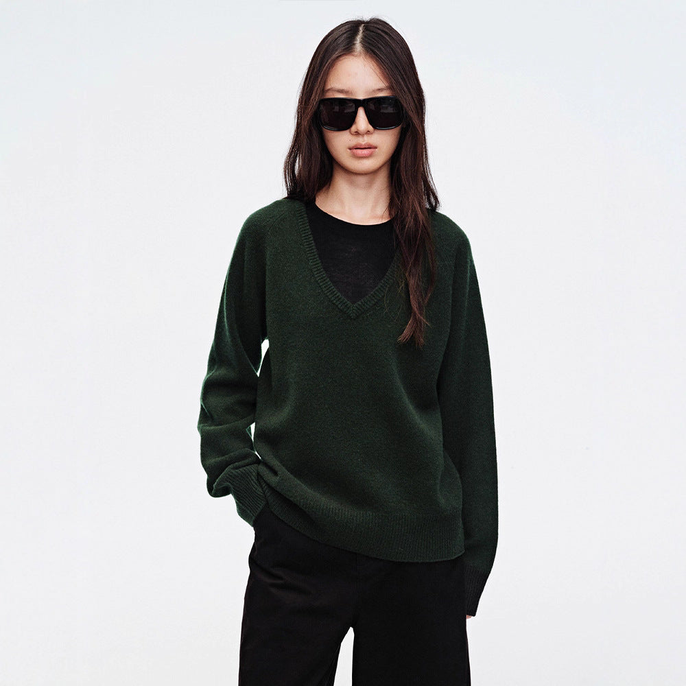 Damen Kuscheliger V-Ausschnitt Pullover Drune