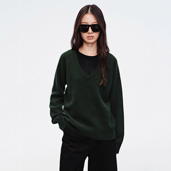 Damen Kuscheliger V-Ausschnitt Pullover Drune