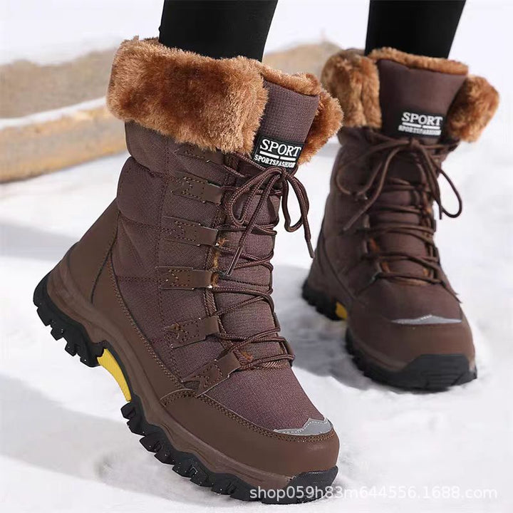 Damen Wasserdichte gefütterte Thermo-Wanderschuhe mit Kunstfellkragen Drune