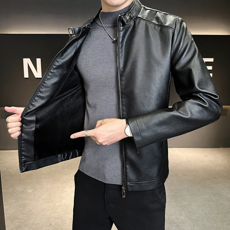 Herren Modische Kunstlederjacke im lässigen Design Drune