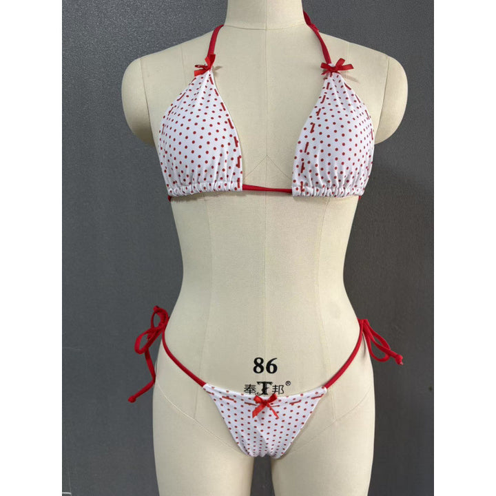 Damen Triangel-Bikini mit verspieltem Punkte-Design und verstellbaren Bindebändern Drune
