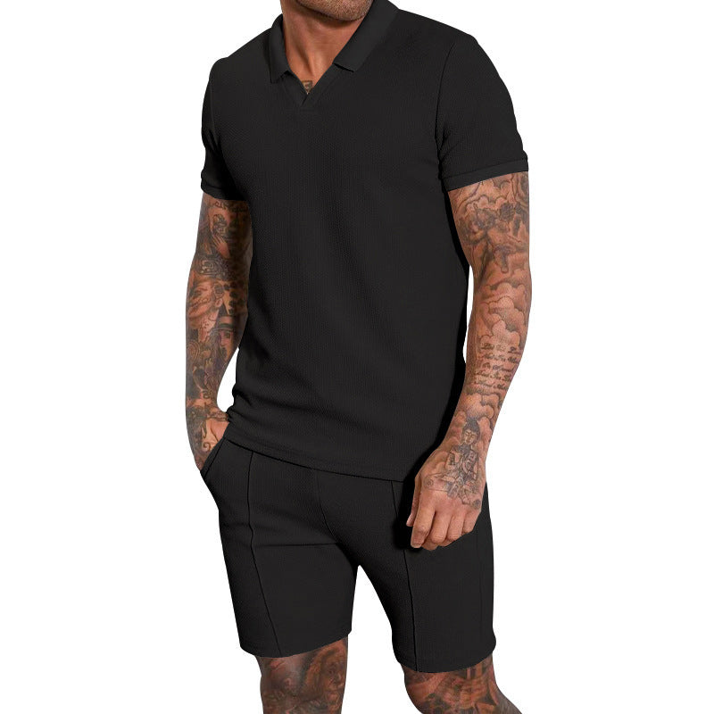 Herren Polo-Shirt und Shorts Set mit atmungsaktiver Struktur Drune