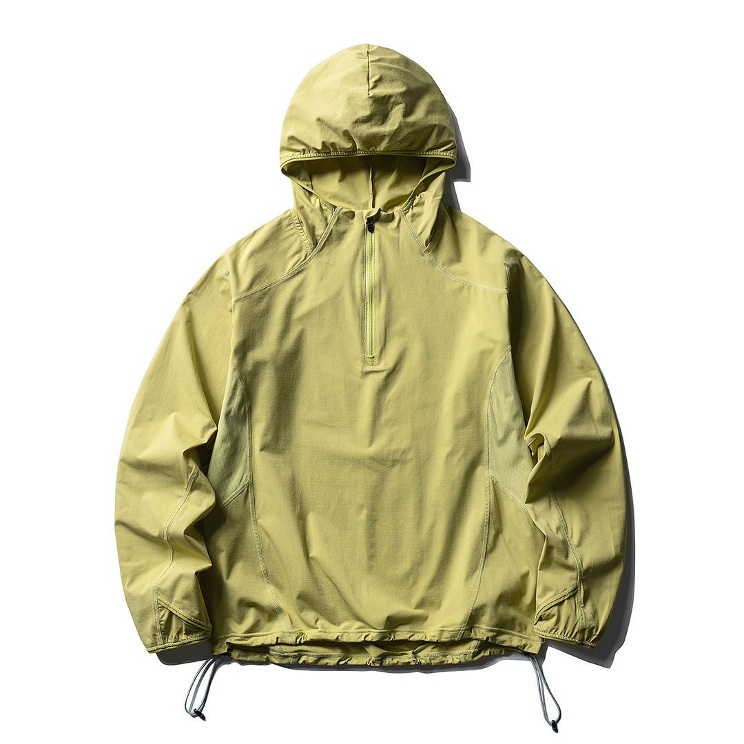 Unisex Atmungsaktiver Half-Zip-Kapuzenanorak mit Tunnelzugsaum und Flatlock‑Nähten Drune