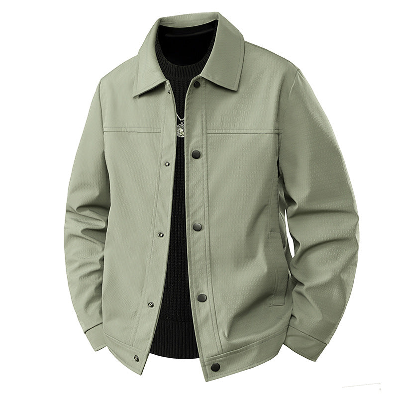 Herren Leichte Übergangsjacke im Worker-Stil mit mikrostrukturierter Twill-Optik und Druckknopfleiste Drune
