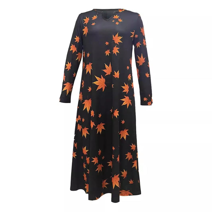 Damen Maxikleid mit V-Ausschnitt und floralem Druck Drune