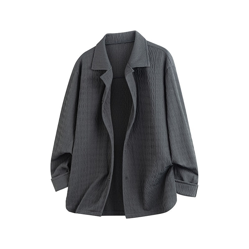 Damen Leicht strukturierte Oversize-Hemdjacke mit Reverskragen & Druckknopffront Drune