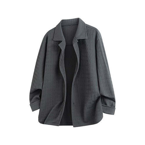 Damen Leicht strukturierte Oversize-Hemdjacke mit Reverskragen & Druckknopffront Drune