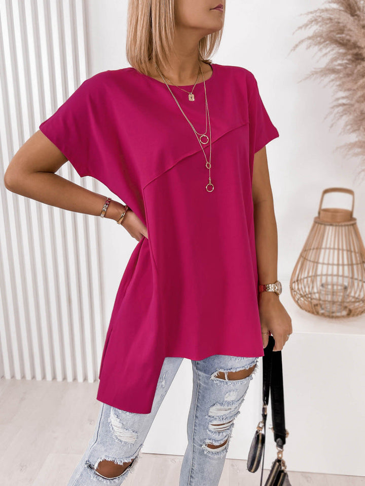 Damen asymmetrisches Oberteil mit eleganter Drapierung Drune