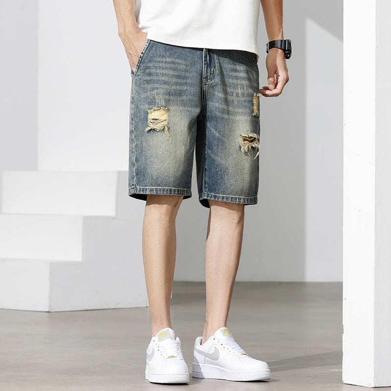 Herren Denim-Shorts mit stylischem Destroyed-Effekt und lässigem Schnitt Drune