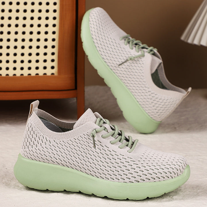 Damen nan atmungsaktiver Strick-Freizeit-Sneaker mit elastischem Schlupfkragen und stoßdämpfender EVA-Komfortsohle Drune