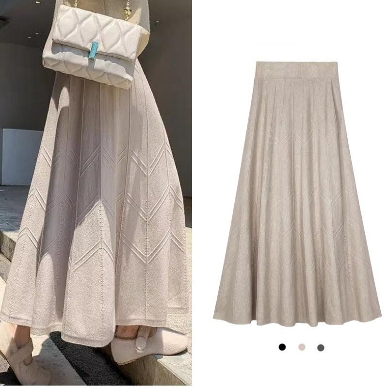 Damen Eleganter, schwingender Maxirock mit strukturiertem Design Drune