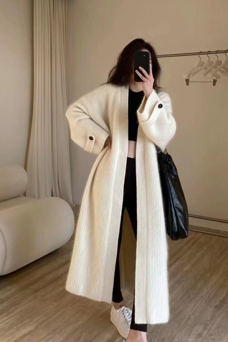 Damen Maxi-Longcardigan aus weichem Rippenstrick mit breiten Manschetten Drune