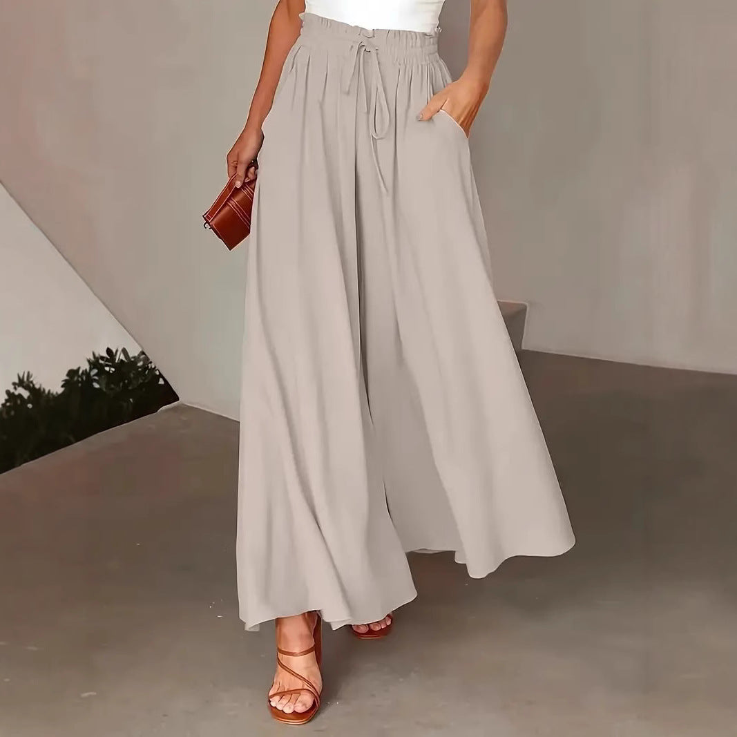 Damen culottehose mit elastischem Bund und gesticktem Punktemuster Drune