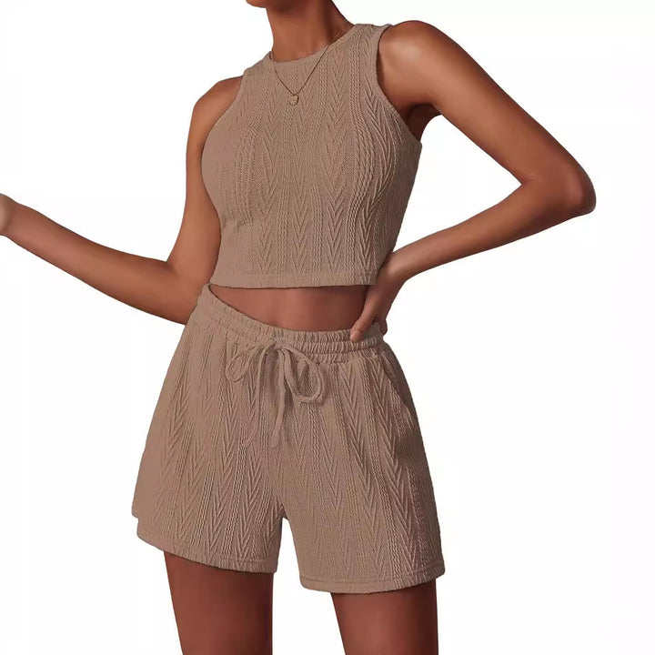 Damen stylisches Athletic-Set mit trendigem Rippenmuster Drune