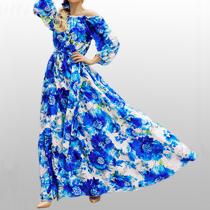 Damen Maxikleid mit off-shoulder Schnitt und floralem Design Drune