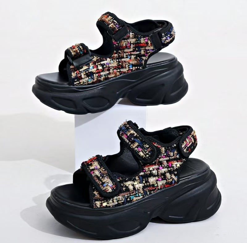 Damen Plateau-Sandalen mit verziertem Riemen und komfortabler Sohle Drune