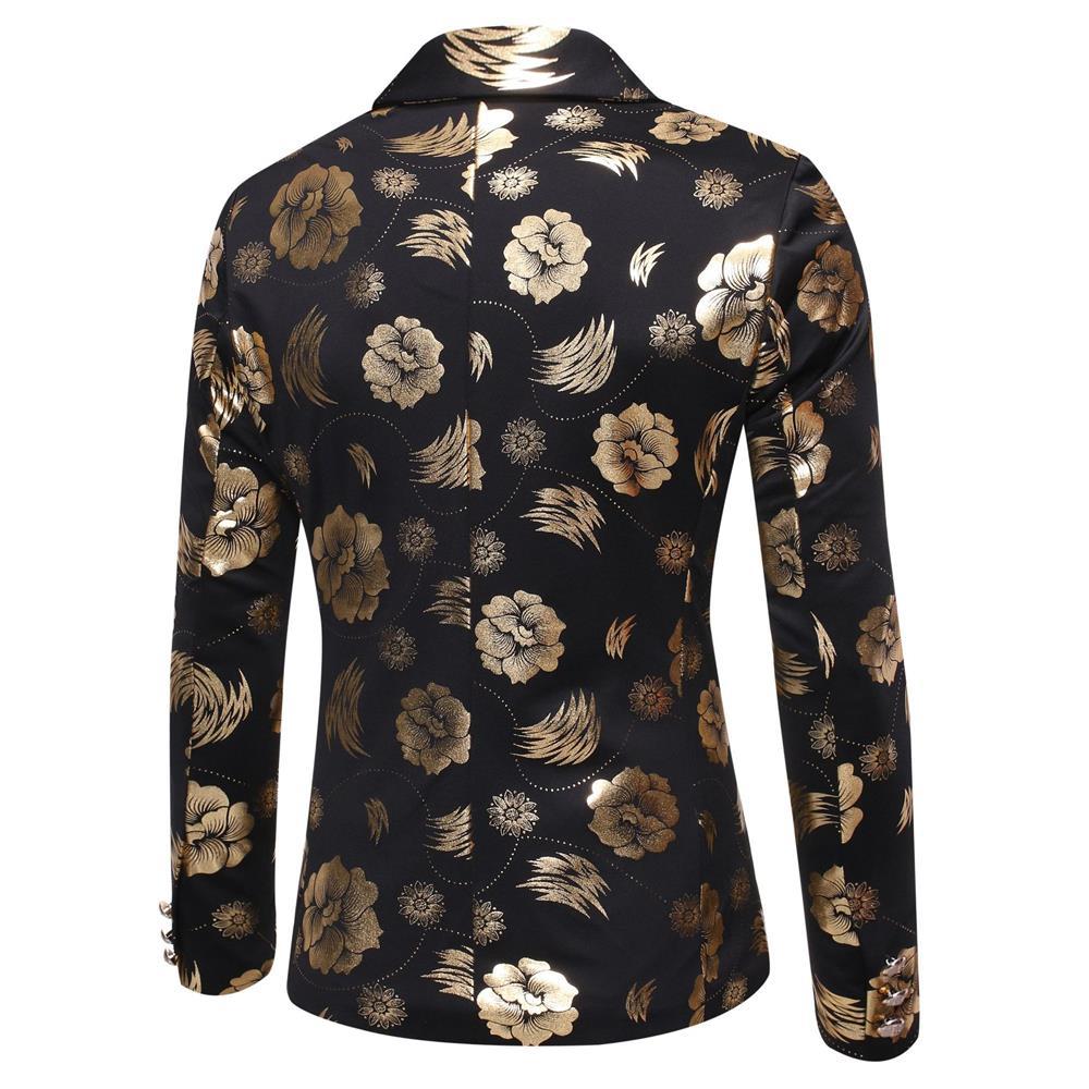 Herren Tailliertes Satin-Sakko mit Blumen-Jacquard und Schalkragen Drune