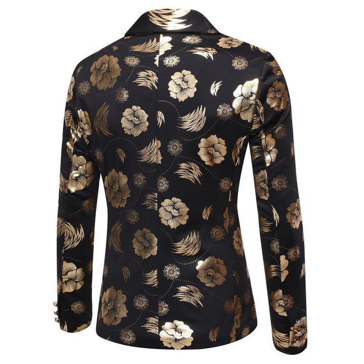 Herren Tailliertes Satin-Sakko mit Blumen-Jacquard und Schalkragen Drune