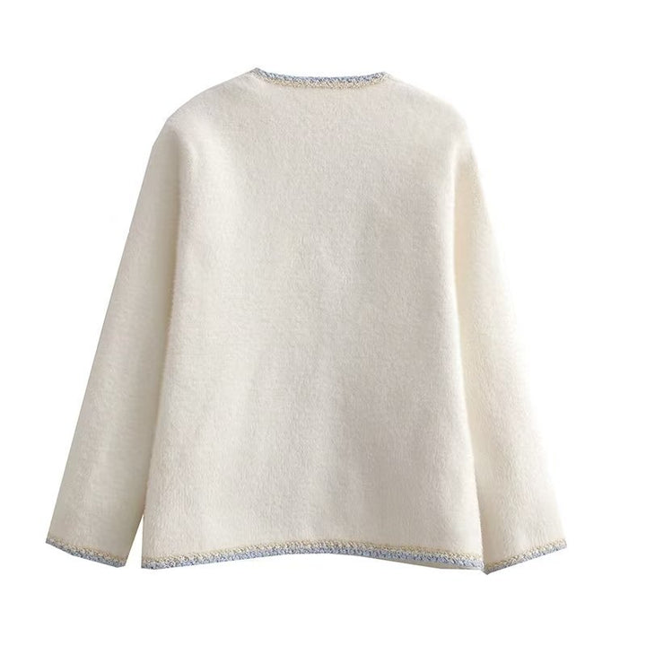 Damen elegante Strickjacke mit dekorativen Perlenknöpfen und praktischen Taschen Drune