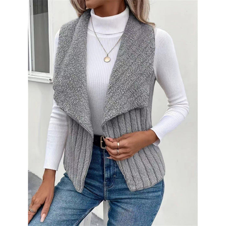 Damen Kuschelige Fleece-Weste mit asymmetrischem Kragen und lässigem Schnitt Drune