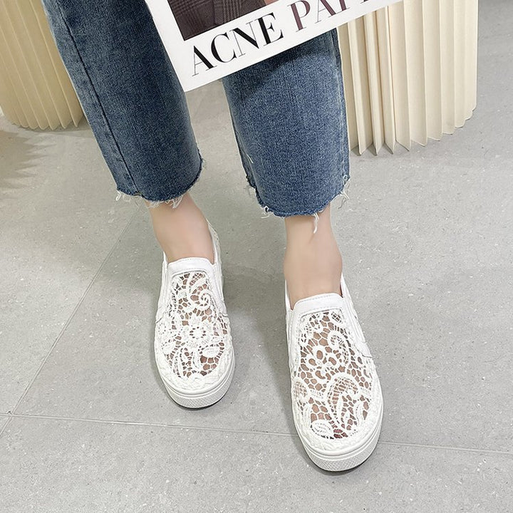 Damen Slip-On Keil-Sneaker mit Spitzen-Obermaterial Drune