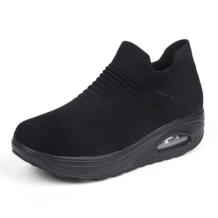 Damen nan gestrickter Schlupf-Walking-Sneaker mit anatomischer Pronationsstütze, Luftpolster-Zwischensohle und sockenähnlichem Schaft Drune