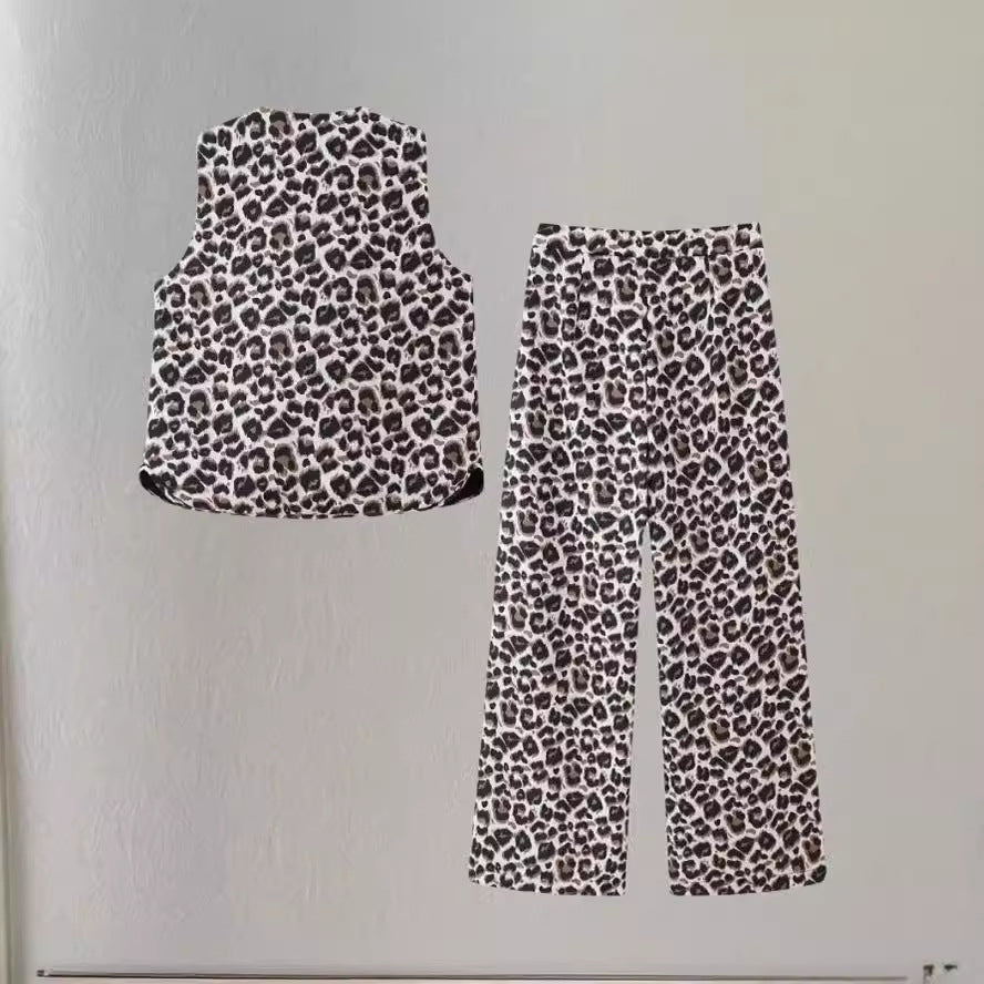 Damen Weite Leoprint-Hosen Drune