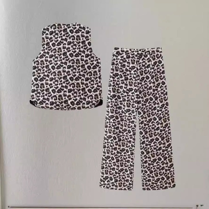 Damen Weite Leoprint-Hosen Drune
