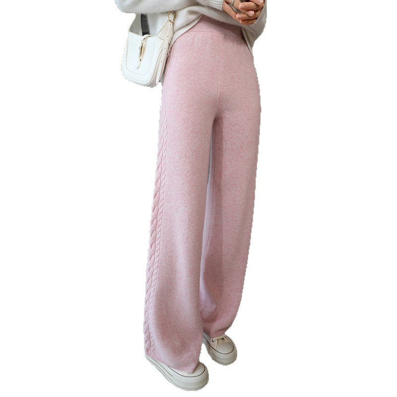 Damen Elegante Strickhose mit Zopfmuster Drune