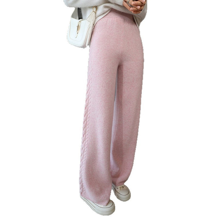 Damen Elegante Strickhose mit Zopfmuster Drune